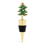 Demdaco Tree bottle stopper, 4″ tall metal & silicone stopper topped with decorated green Christmas tree—available at Be Charmed.