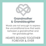 Description card for Lola grandmother and granddaughter silver pendant symbolizing love, family, and connection by Be Charmed. Available at Be Charmed