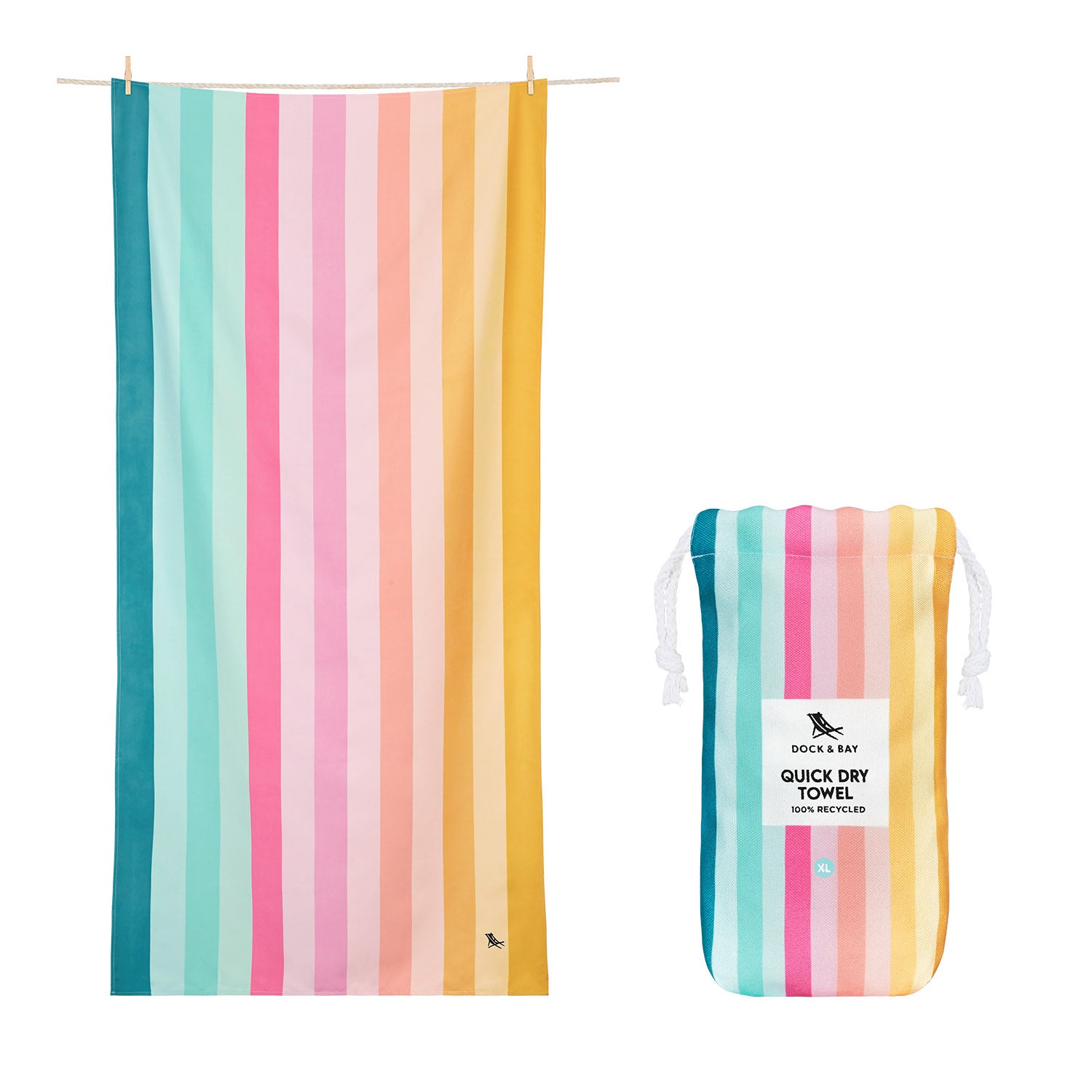 Dock & Bay Extra Large Quick Dry Towel in Coastal Candy - Oversized beach towel in vibrant stripes, featuring quick-drying fabric, available at Be Charmed.