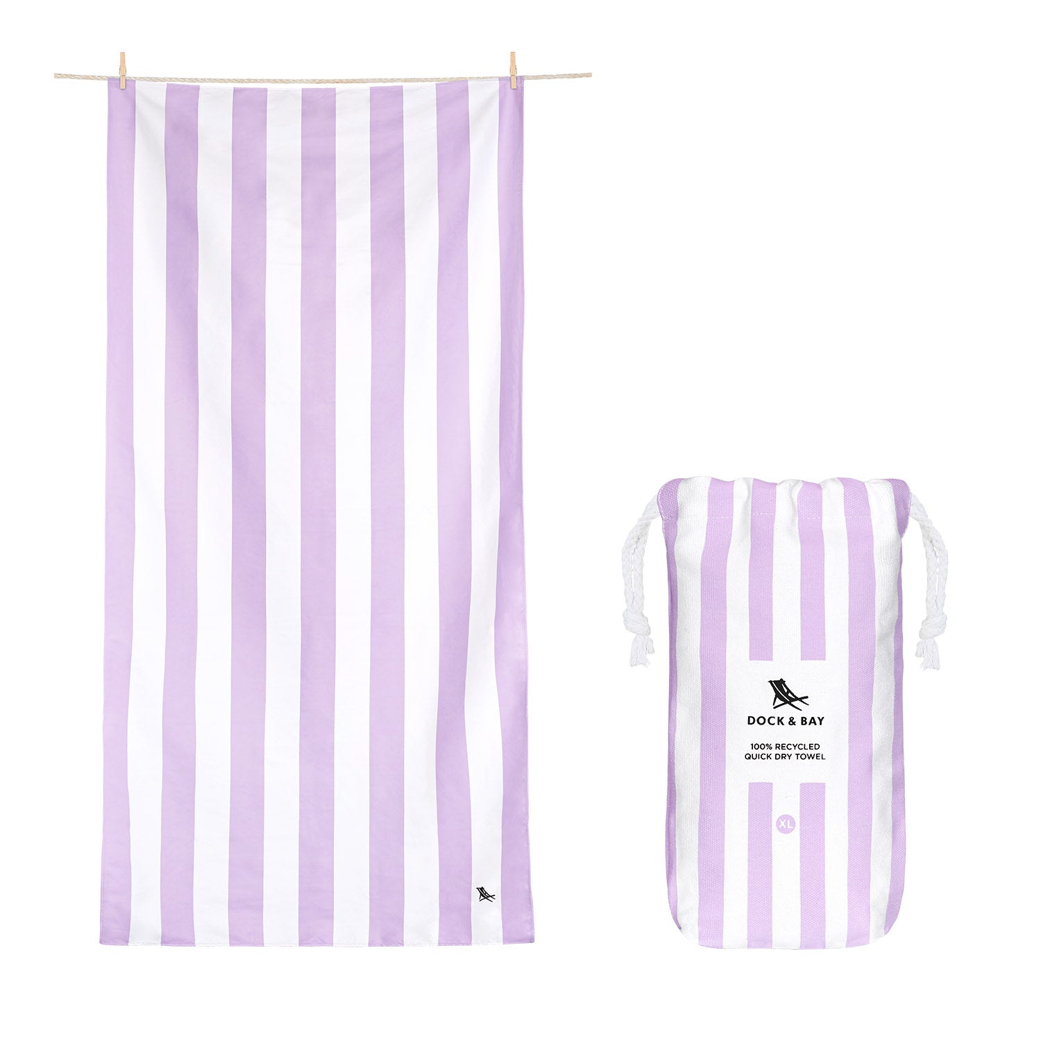 Dock & Bay Extra Large Quick Dry Towel in Lombak Lilac - Oversized beach towel in vibrant stripes, featuring quick-drying fabric, available at Be Charmed.