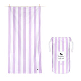Dock & Bay Extra Large Quick Dry Towel in Lombak Lilac - Oversized beach towel in vibrant stripes, featuring quick-drying fabric, available at Be Charmed.