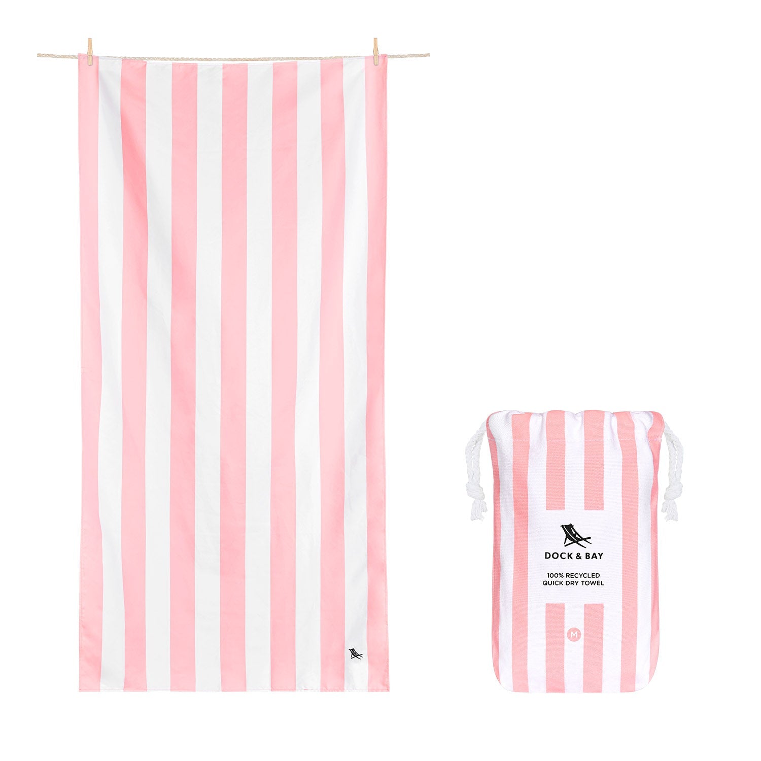 Dock & Bay Extra Large Quick Dry Towel in Malibu Pink - Oversized beach towel in vibrant stripes, featuring quick-drying fabric, available at Be Charmed.