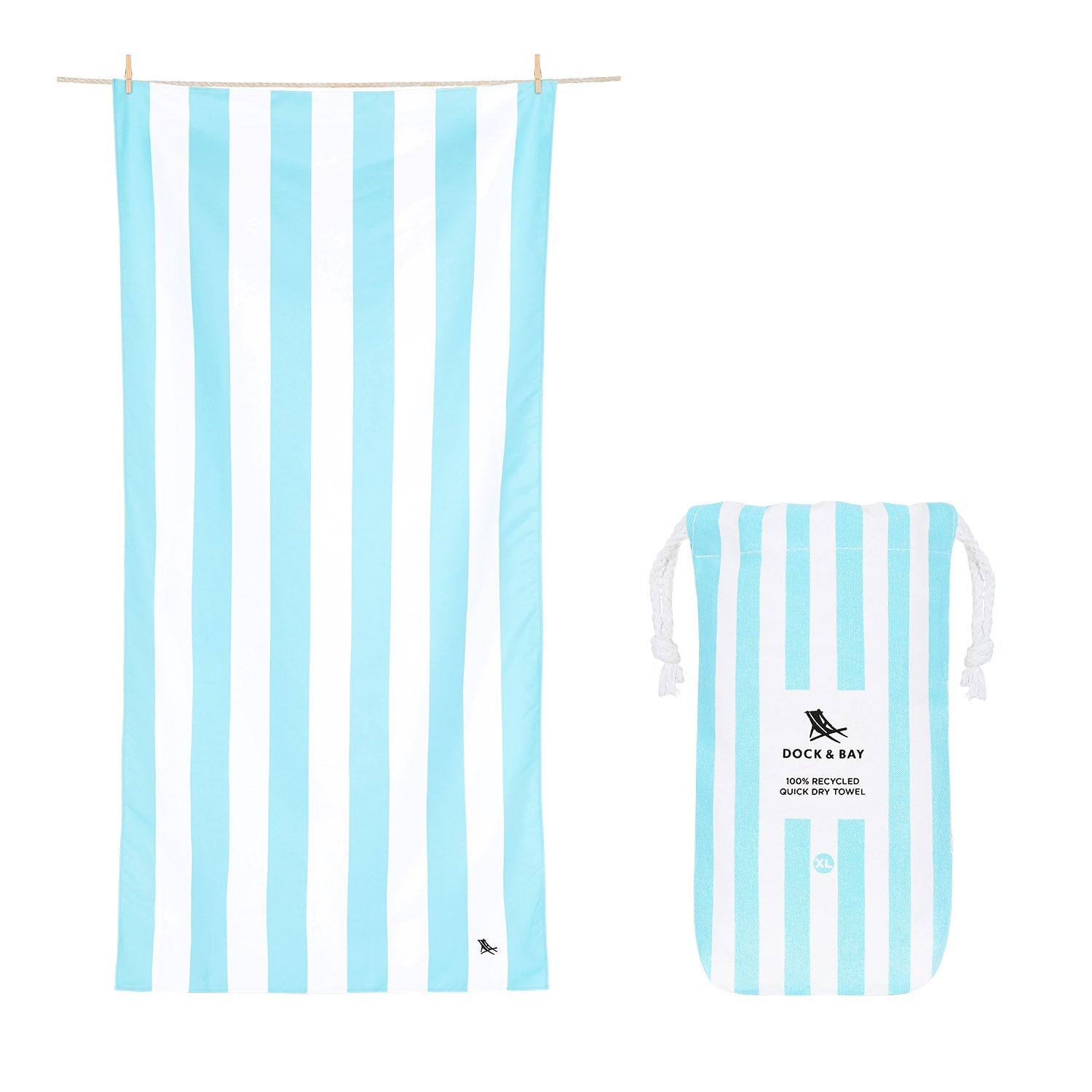 Dock & Bay Extra Large Quick Dry Towel in Tulum Blue - Oversized beach towel in vibrant stripes, featuring quick-drying fabric, available at Be Charmed.