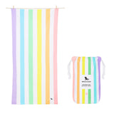 Dock & Bay Large Quick Dry Towel – Vibrant striped design in Unicorn Waves, lightweight and quick-drying, ideal for beach outings.