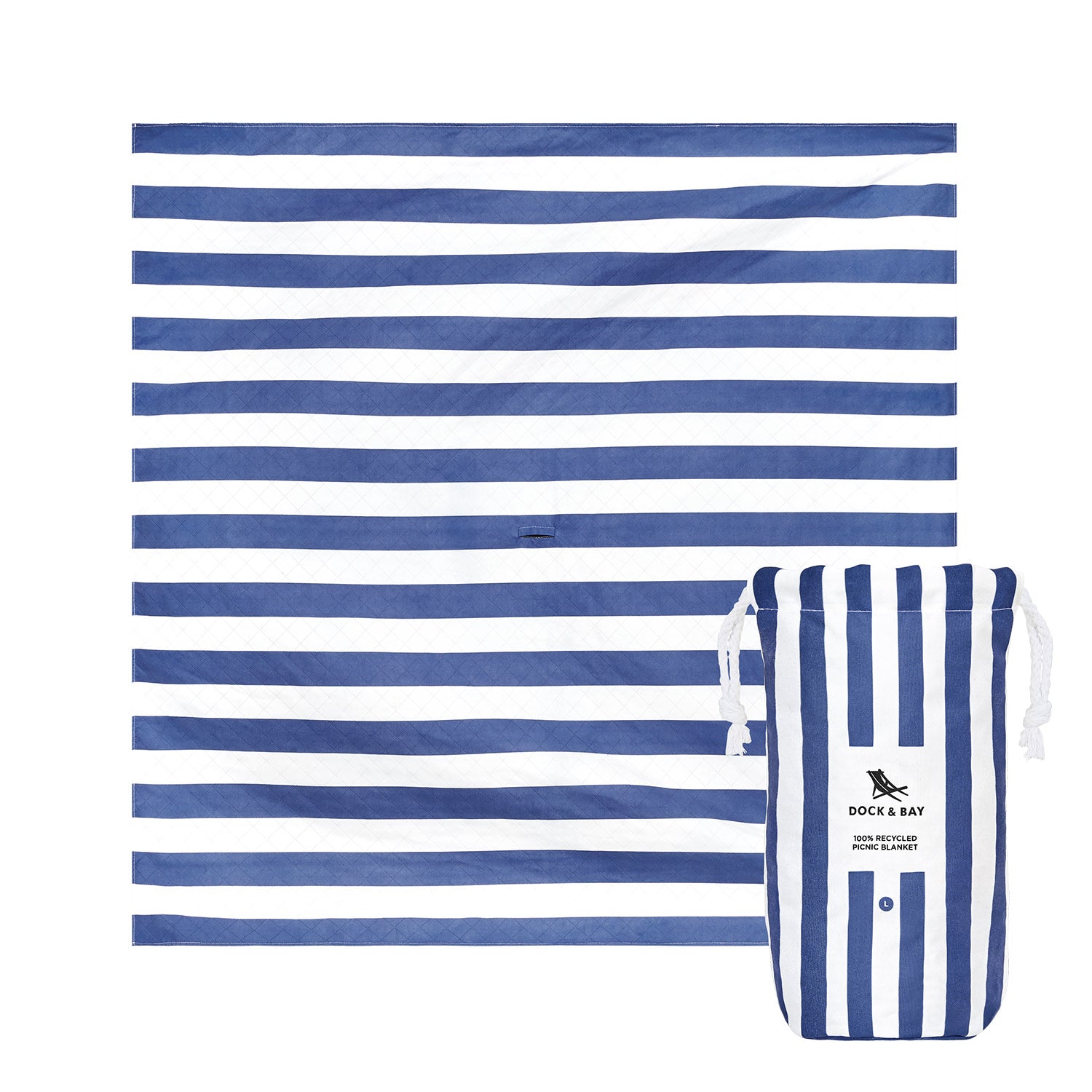 Dock & Bay Picnic Blanket – Vibrant, eco-friendly blanket with waterproof backing, ideal for picnics and beach days, available  in Whitsunday Blue at Be Charmed.