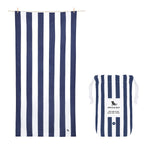 Dock & Bay Large Quick Dry Towel – Vibrant striped design in Whitsunday Blue, lightweight and quick-drying, ideal for beach outings.
