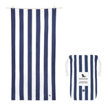 Dock & Bay Large Quick Dry Towel – Vibrant striped design in Whitsunday Blue, lightweight and quick-drying, ideal for beach outings.