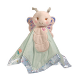 Douglas Bria Butterfly Snuggler with soft plush butterfly head, velvety blanket body, and pastel wings. A gentle lovey for baby comfort. Available at Be Charmed.