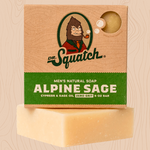 Dr. Squatch Alpine Sage Bar Soap – crisp alpine scent with natural oils for a refreshing, earthy clean. Available at Be Charmed.