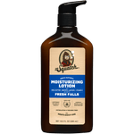Dr. Squatch Fresh Falls Lotion – clean, crisp scent and natural hydration for men’s skin. Fast-absorbing formula. Available at Be Charmed.