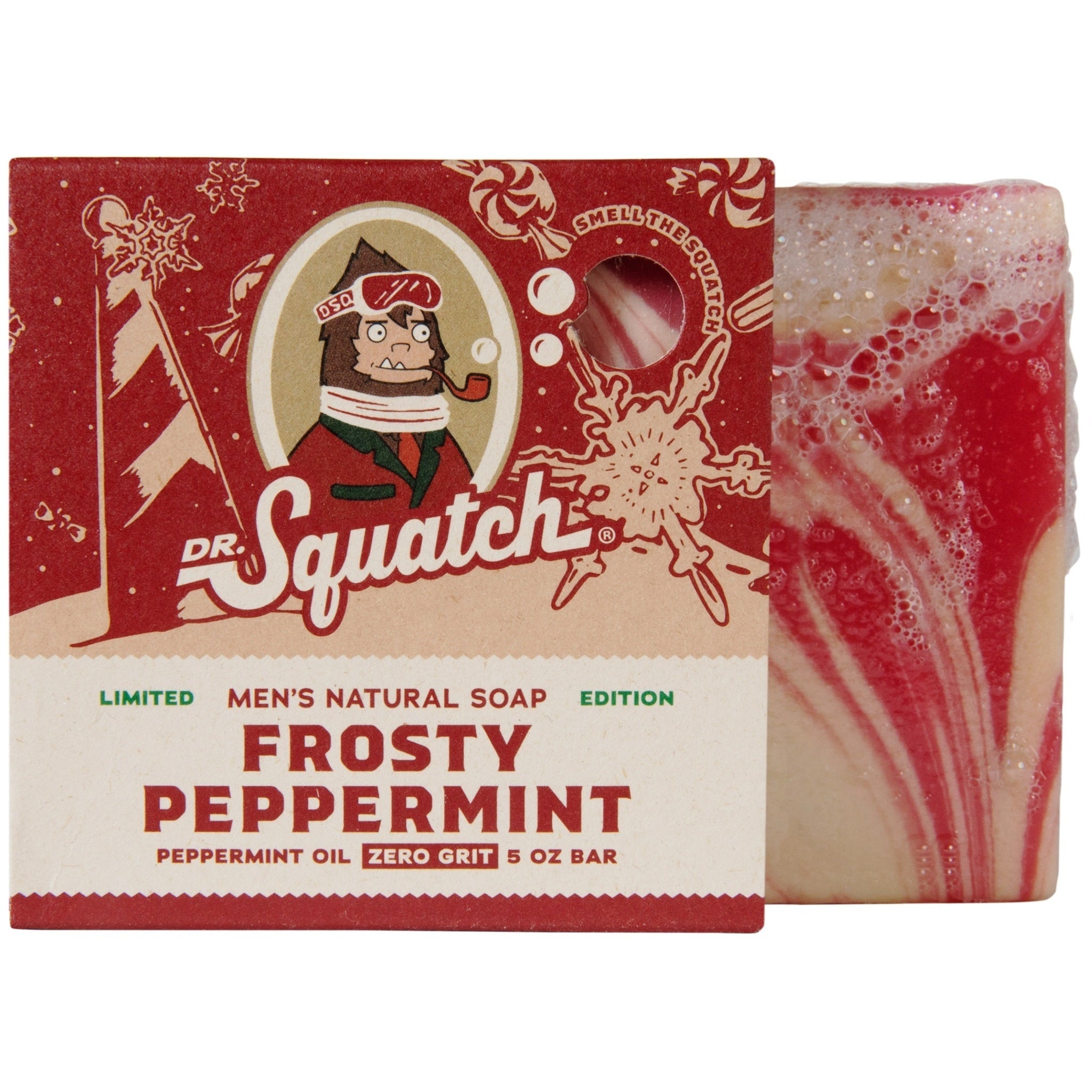 Dr. Squatch Frosty Peppermint bar soap — peppermint & spearmint infused, natural formula, available at Be Charmed