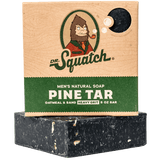 Dr. Squatch Pine Tar Bar Soap for men – natural exfoliating soap with a rugged pine scent. Available at Be Charmed.