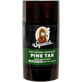Dr. Squatch Pine Tar deodorant stick with woodsy pine scent, charcoal & arrowroot odor protection. Available at Be Charmed.
