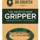 Dr. Squatch Soap Gripper. Ergonomic shower accessory that improves grip and extends bar life. Available at Be Charmed.