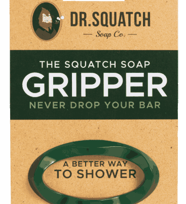 Dr. Squatch Soap Gripper. Ergonomic shower accessory that improves grip and extends bar life. Available at Be Charmed.