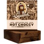 Dr. Squatch Bar Soap Hot Choccy. Natural men’s soap with warm cocoa scent. Seasonal limited edition. Available at Be Charmed.