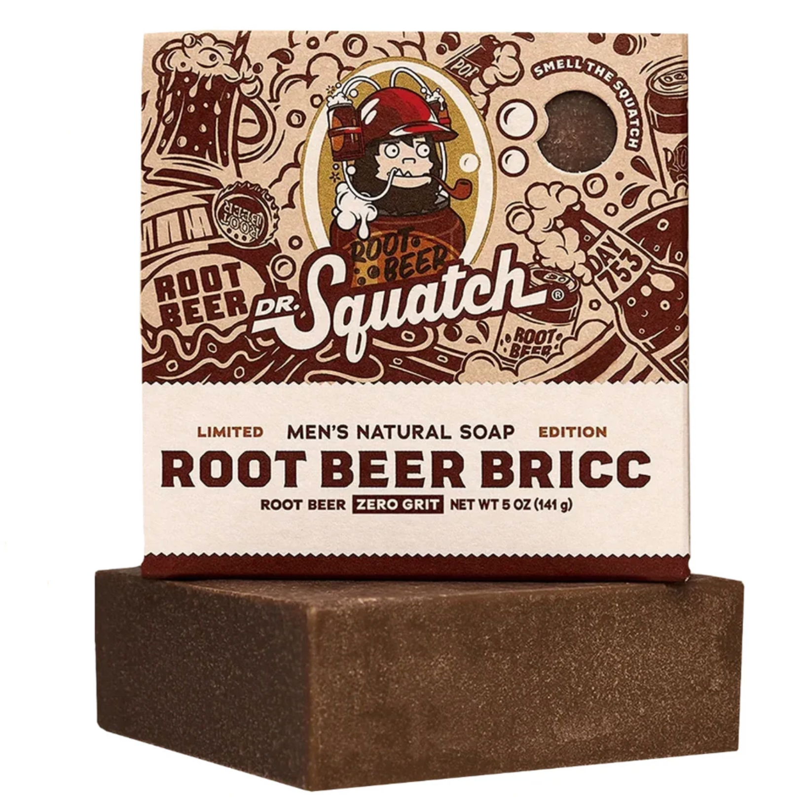 Dr. Squatch Bar Soap Root Beer Bricc. Natural men’s soap with sweet, nostalgic root beer scent. Available at Be Charmed.