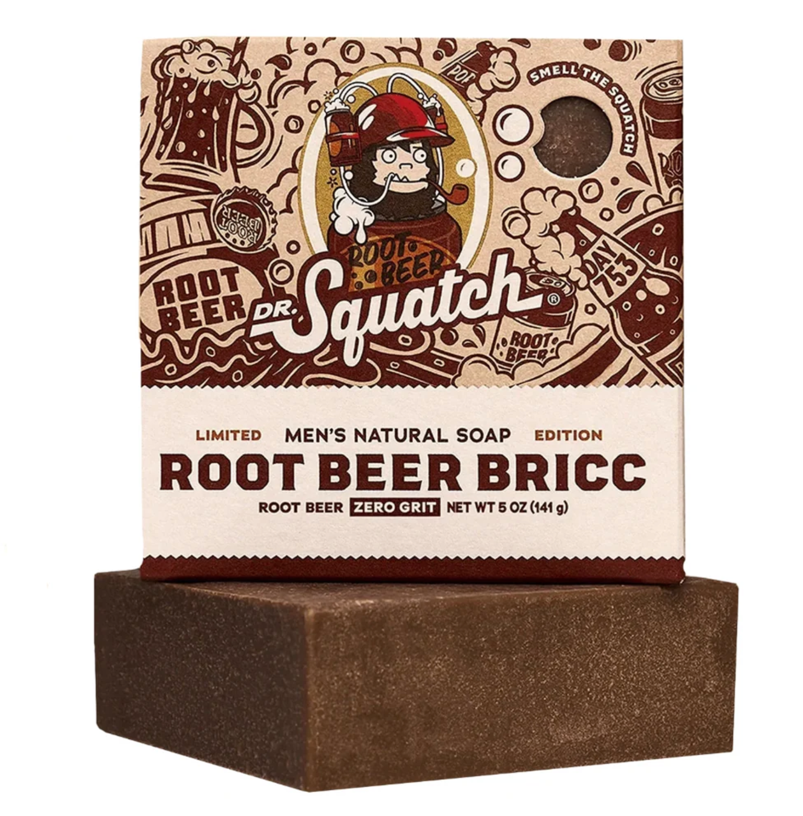 Dr. Squatch Bar Soap Root Beer Bricc. Natural men’s soap with sweet, nostalgic root beer scent. Available at Be Charmed.