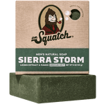 Dr. Squatch Bar Soap Sierra Storm. Natural men’s soap with crisp mountain-inspired scent. Available at Be Charmed.