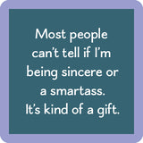 “Smartass” coaster by Drinks On Me with sharp, sarcastic humor. Great for bold personalities and fun gifting. Available at Be Charmed