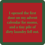 Drinks On Me ‘Advent’ coaster – 4×4 resin with cork backing, funny holiday bar accessory, available at Be Charmed”