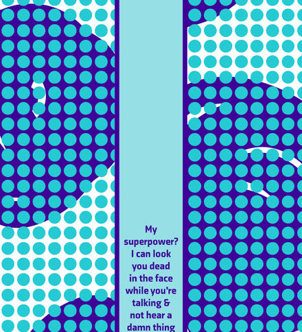 close up of Drinks On Me ‘Superpower’ dish towel – 100% cotton, humorous kitchen accessory, available at Be Charmed