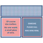 Two humorous wine glass size Napkins with text on each side white background. Availalbe at Be Charmed