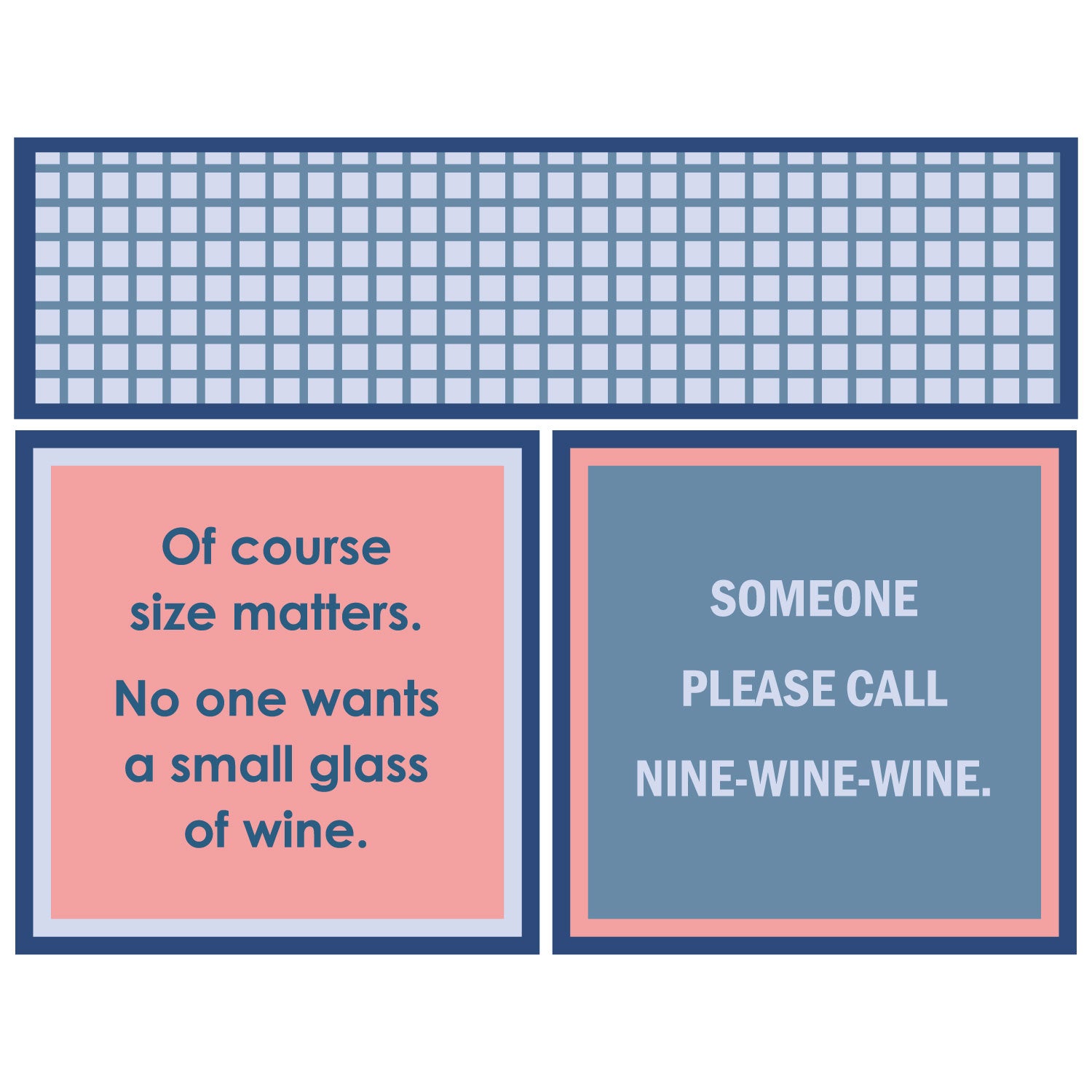 Two humorous wine glass size Napkins with text on each side white background. Availalbe at Be Charmed