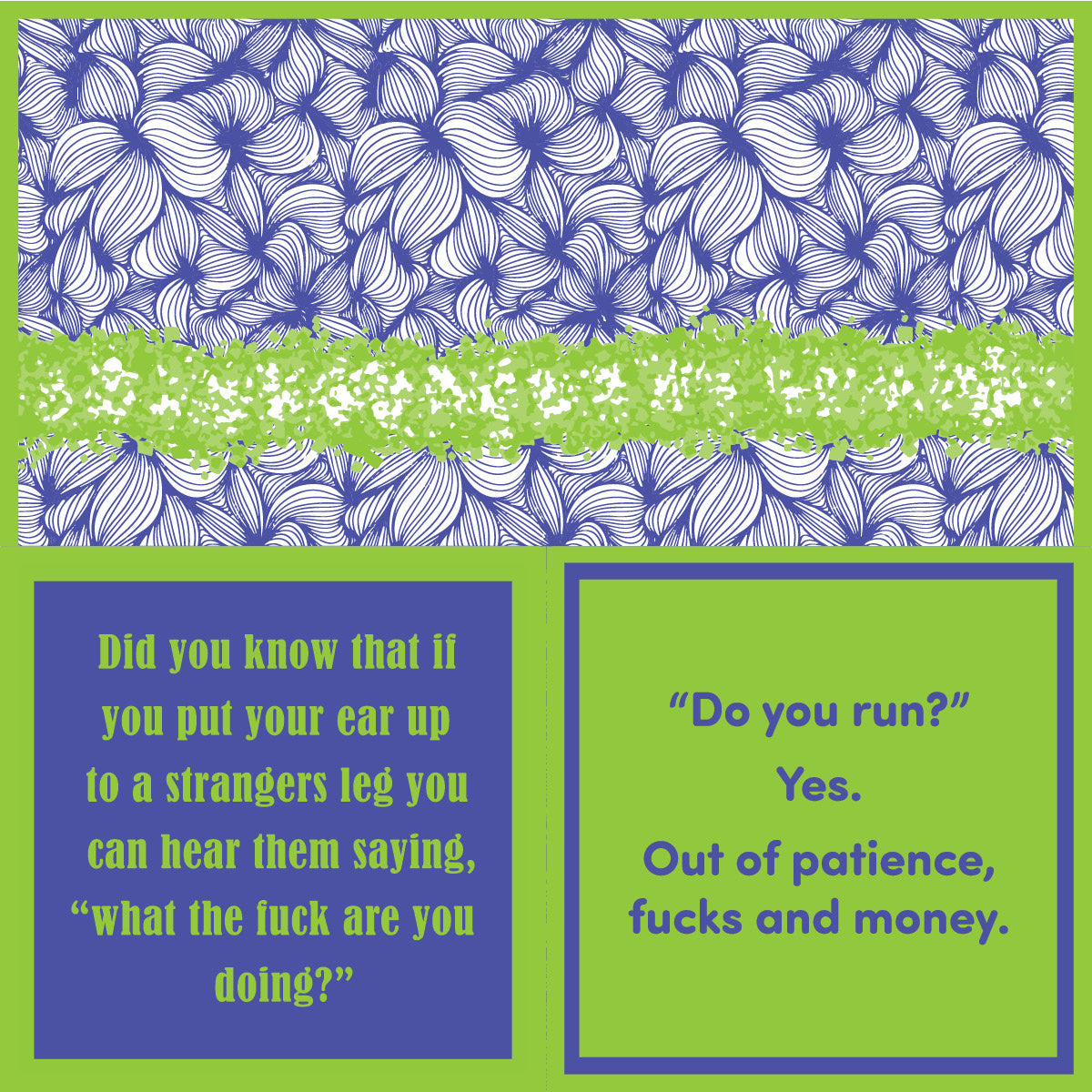 Drinks On Me ‘Run’ cocktail napkins – 5x5, 3‑ply, double-sided humor, available at Be Charmed