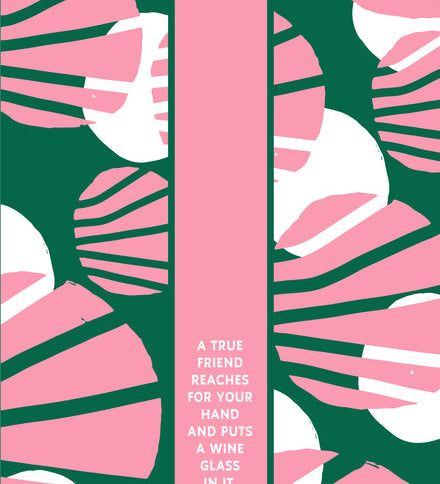 Close Up of Drinks on Me “True Friend” Dish Towel – Humorous 100% cotton kitchen linen with witty sayings. Available at Be Charmed