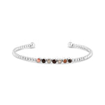 Silver bracelet with small beads on a white background. Available at Be Charmed