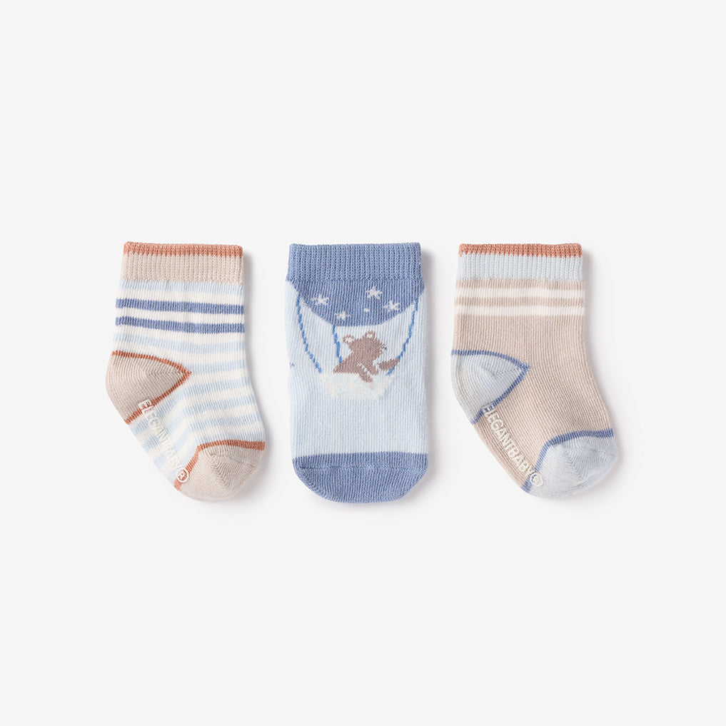 Elegant Baby Magical Adventure Socks 3 pk – newborn 0‑12 months soft, non‑slip socks with whimsical designs. Available at Be Charmed.