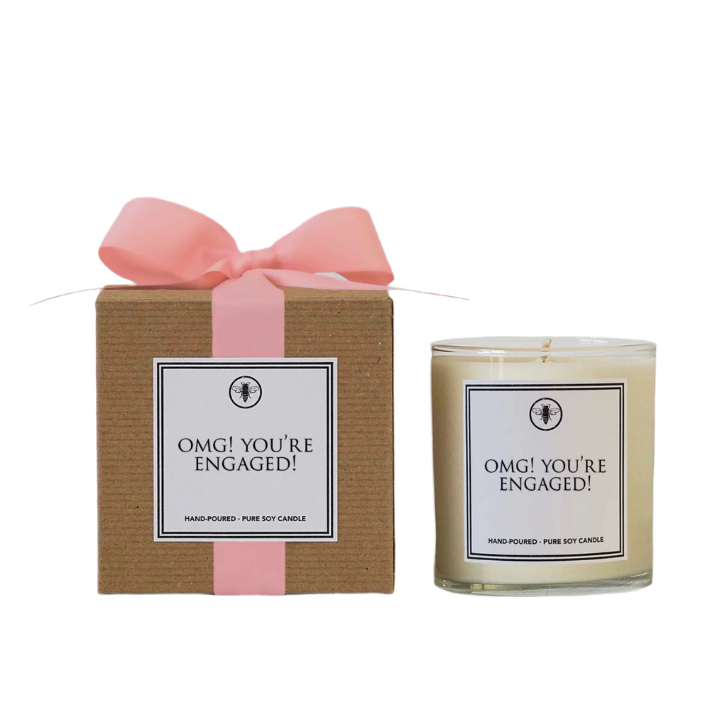 Ella B. 11 oz Candle – OMG You're Engaged. A beautiful, hand-poured soy candle for celebrating engagements. Available at Be Charmed.