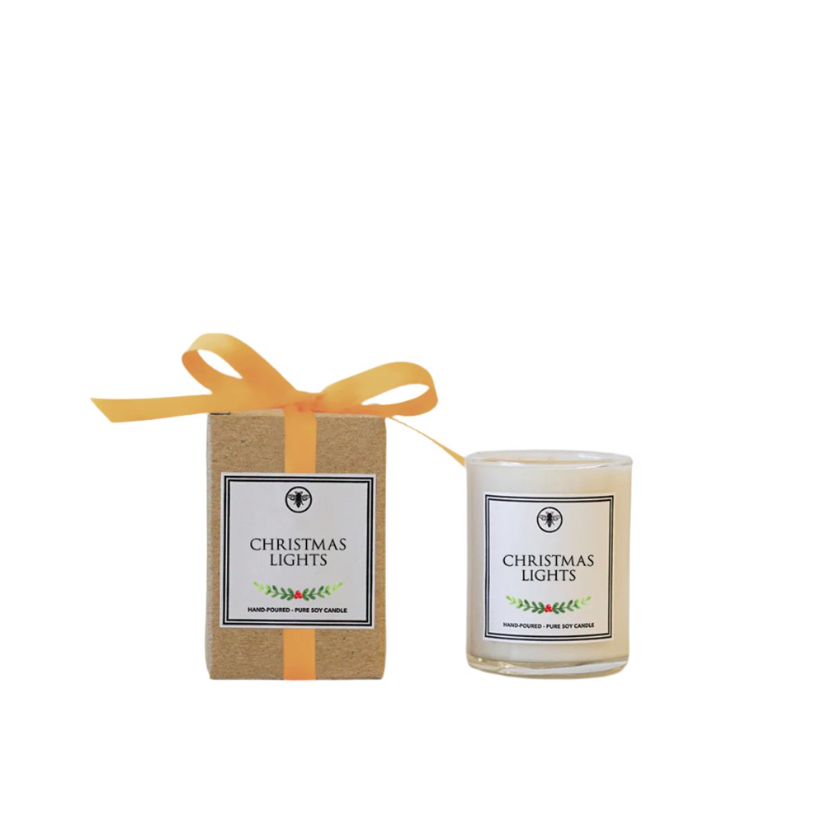 Ella B 3oz Christmas Lights Candle – hand-poured soy candle with festive holiday fragrance. Available at Be Charmed.
