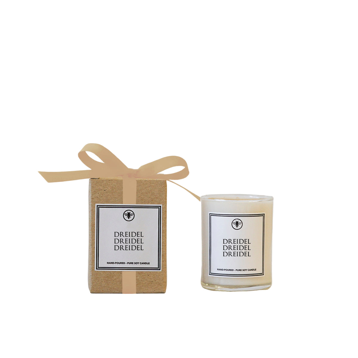 Ella B 3oz Dreidel Dreidel Dreidel Candle – hand-poured soy candle with festive seasonal fragrance. Available at Be Charmed.