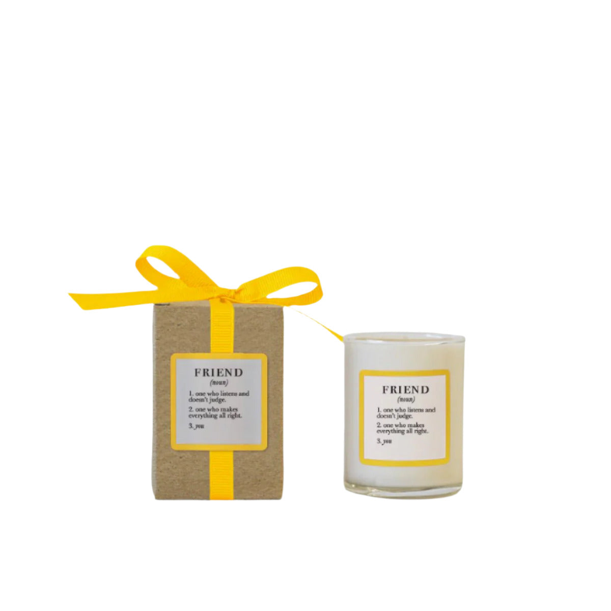 Ella B. 3 oz Candle – Friend Definition. A sweet soy candle with a heartfelt label, perfect for thoughtful gifting. Available at Be Charmed.