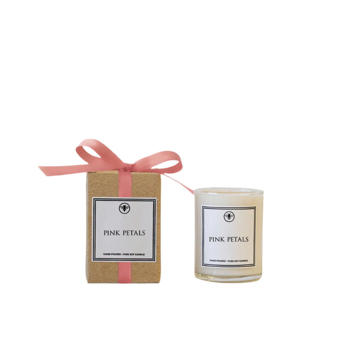 Ella B 3oz Pink Petals Candle – hand-poured floral soy candle in glass jar. Available at Be Charmed.