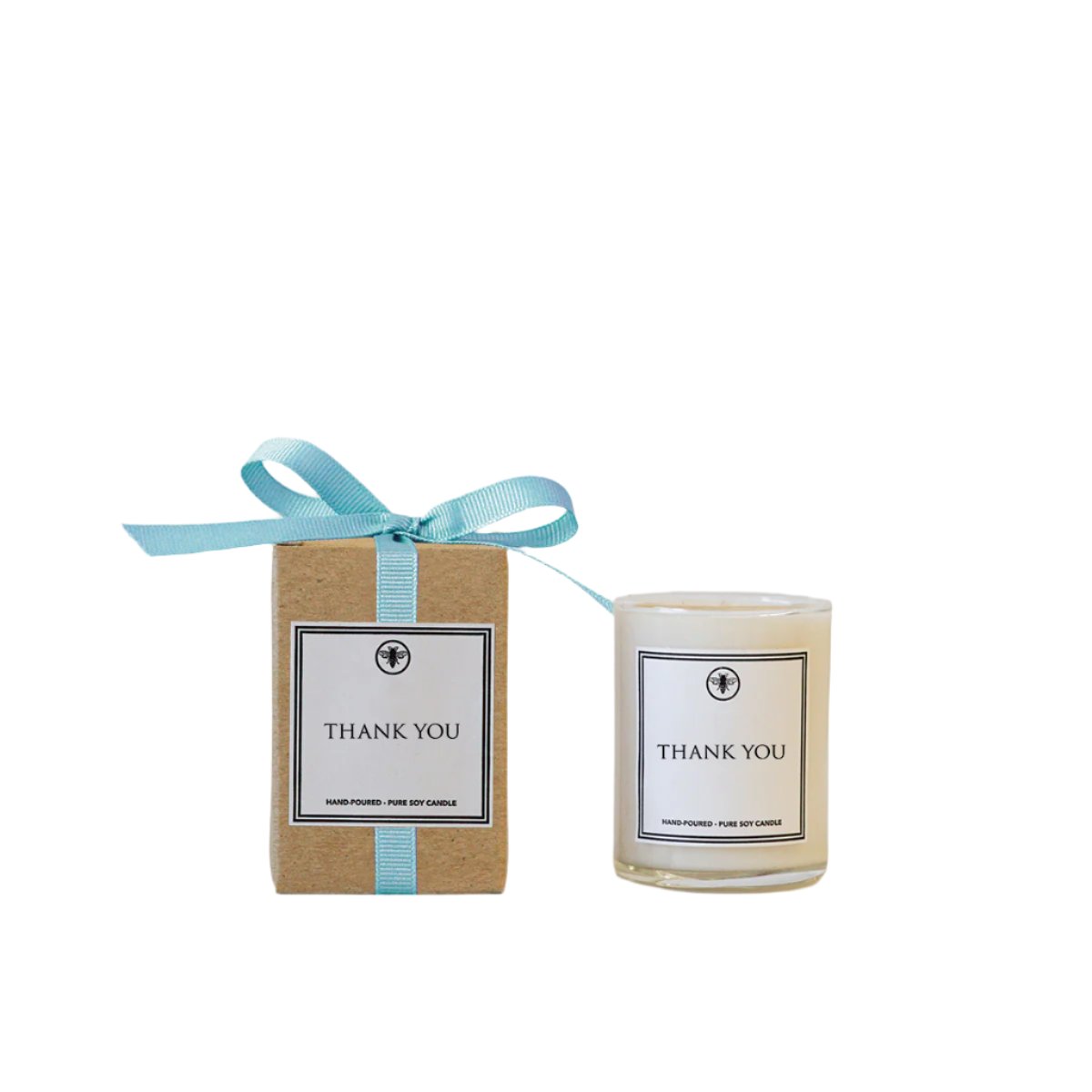 Ella B. 3 oz Thank You Candle. A hand-poured soy candle with a heartfelt message, perfect for appreciation gifting. Available at Be Charmed.