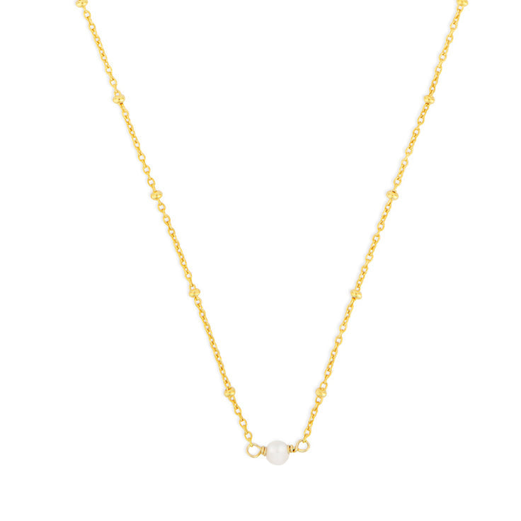 June FYB Gold Birthstone Necklace featuring a dainty bezel-set stone on a delicate gold chain. Available at Be Charmed.