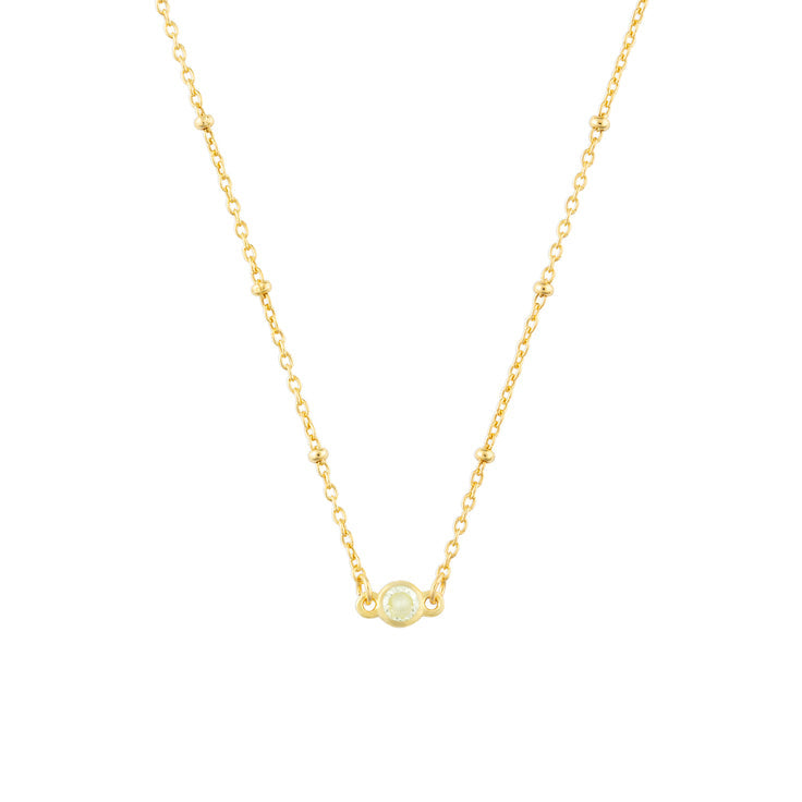 November FYB Gold Birthstone Necklace featuring a dainty bezel-set stone on a delicate gold chain. Available at Be Charmed.