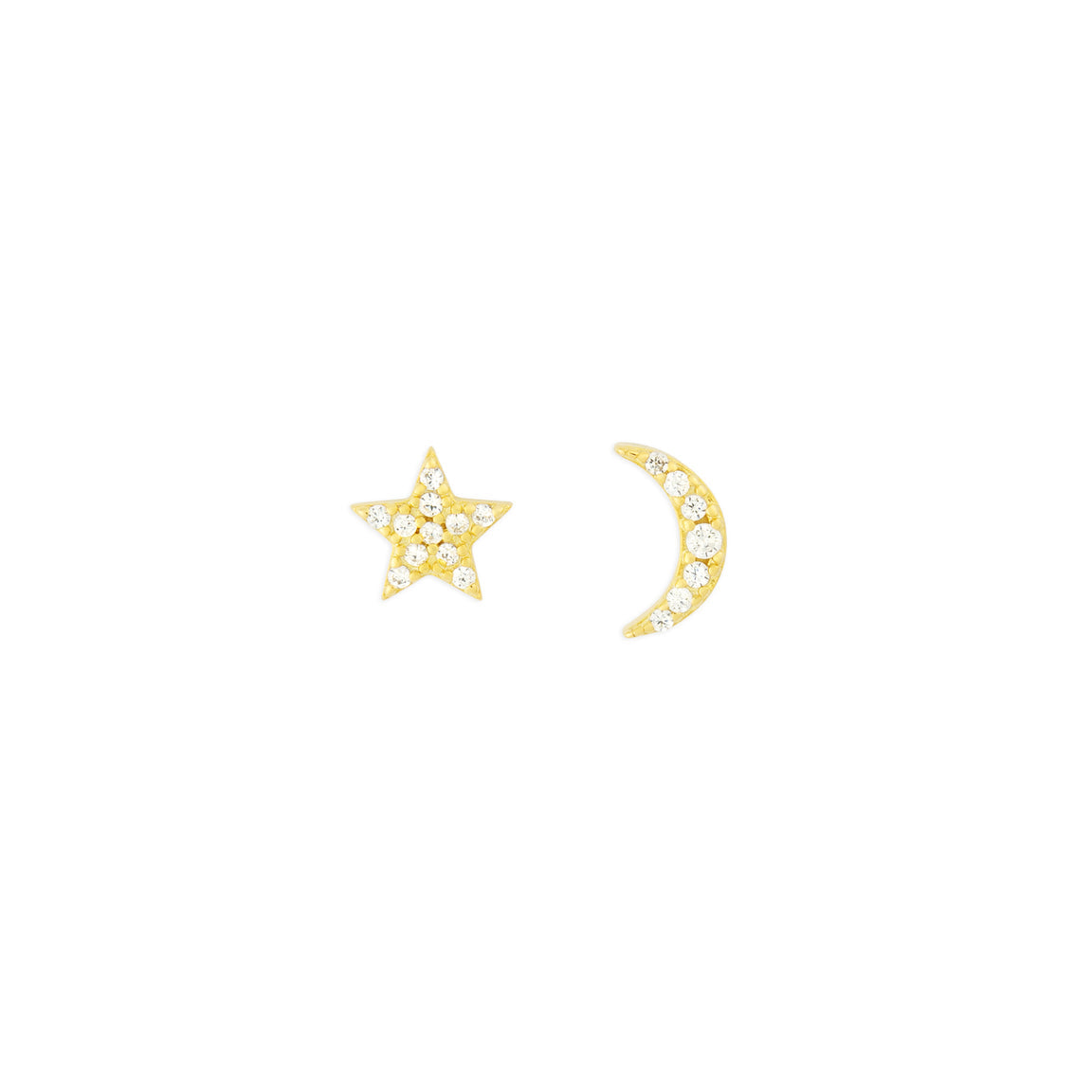 FYB Celestial Stud earrings in gold featuring sparkling cubic zirconia stars. Available at Be Charmed