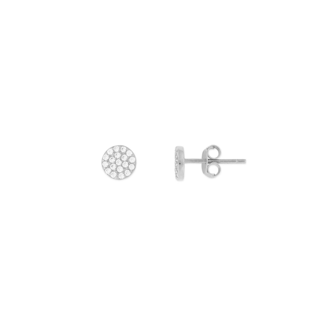SIlver fyb Crystal Juliet Stud Earrings in 18k gold-plated sterling silver with brilliant-cut CZ. Timeless sparkle for everyday or special occasions. Available at Be Charmed.