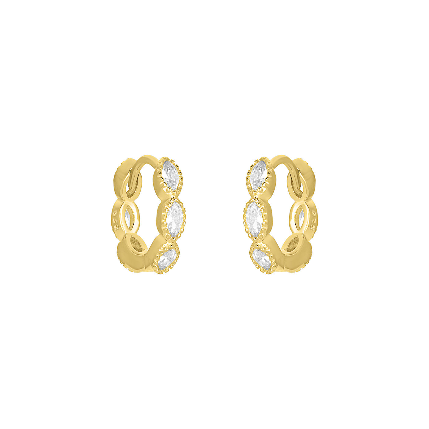 FYB Anna Huggies earrings in 18k gold-plated sterling silver – Available at Be Charmed