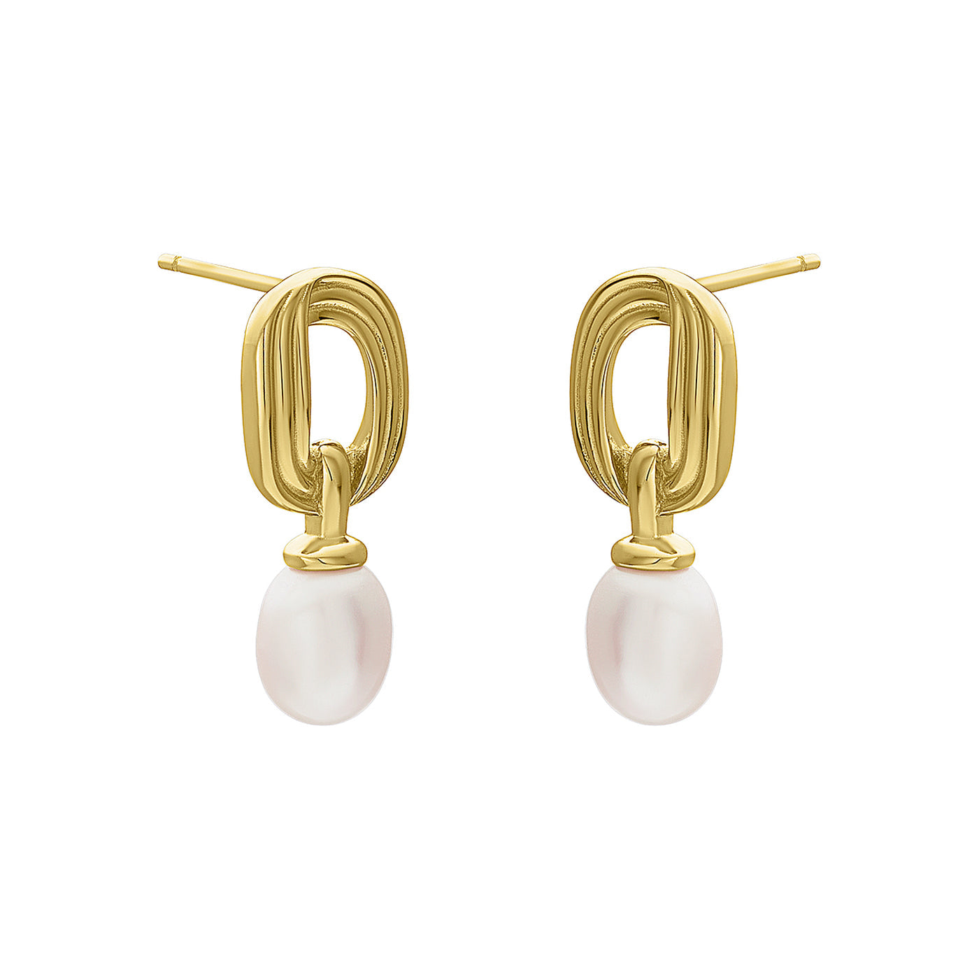 Gold FYB Carrie Pearl Earrings in 18k gold-plated sterling silver with baroque pearls – Available at Be Charmed