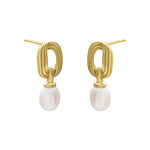Gold FYB Carrie Pearl Earrings in 18k gold-plated sterling silver with baroque pearls – Available at Be Charmed