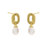Gold FYB Carrie Pearl Earrings in 18k gold-plated sterling silver with baroque pearls – Available at Be Charmed