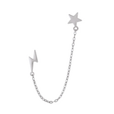 FYB - Earrings Star & Lightning Chain Studs Silver