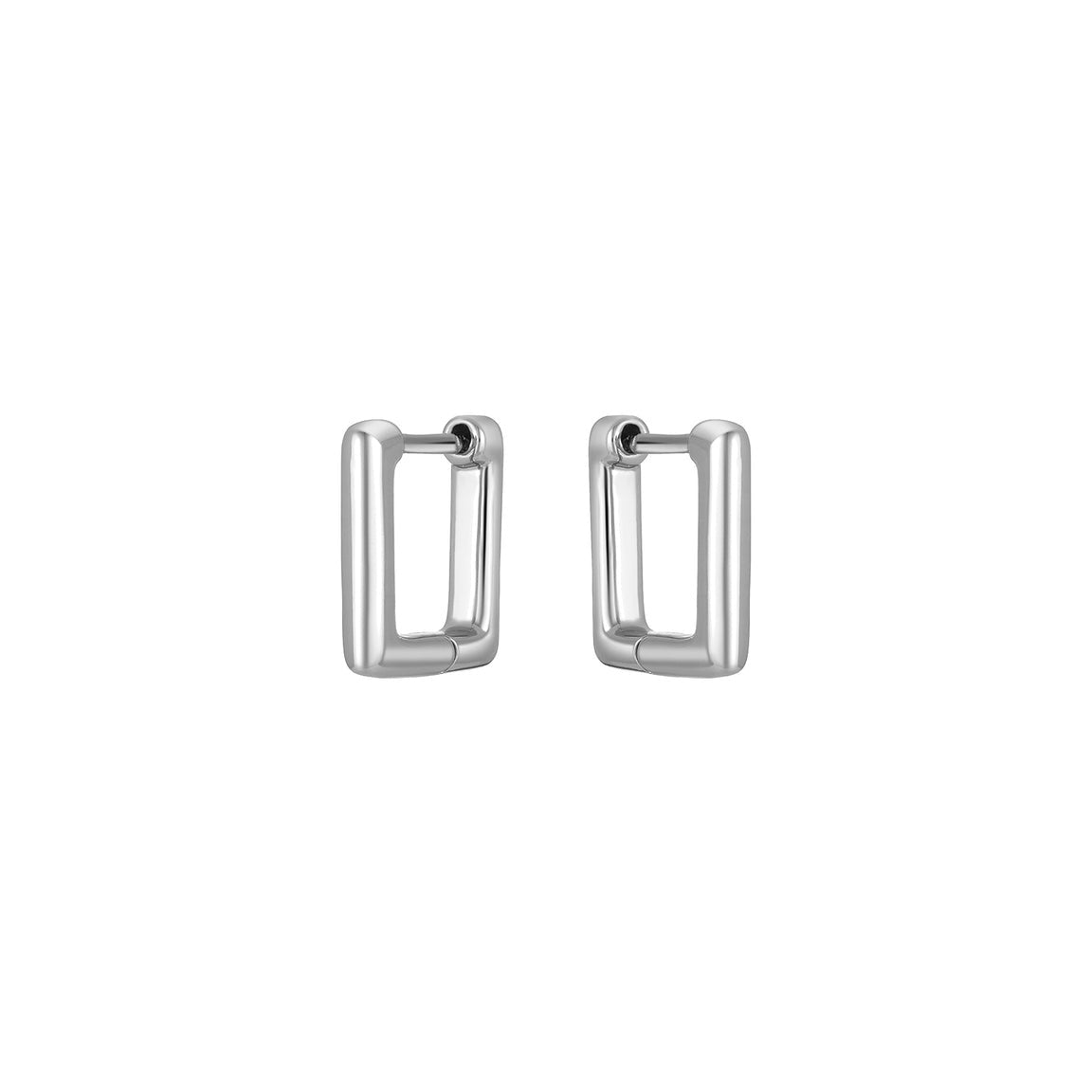 FYB Erin Huggies in polished silver featuring a sleek, minimalist design. Available at Be Charmed