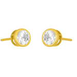 Gold fyb Marisol Bezel Stud Earrings in 5MM size, featuring bezel-set cubic zirconia in gold vermeil. Bold, timeless sparkle for any style. Available at Be Charmed.