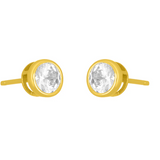 Gold fyb Marisol Bezel Stud Earrings in 5MM size, featuring bezel-set cubic zirconia in gold vermeil. Bold, timeless sparkle for any style. Available at Be Charmed.